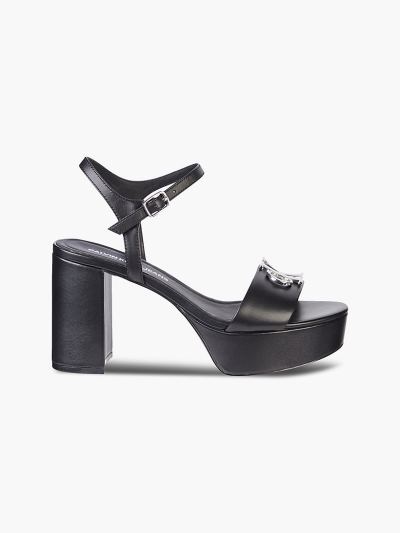 Calvin Klein Cipők HU881846 | Calvin Klein Bőr Női Magassarkú Szandál Fekete